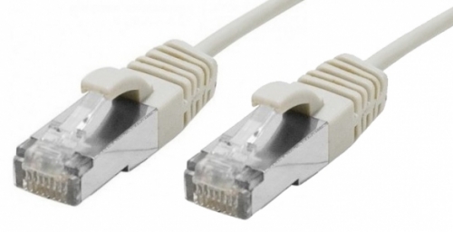 CAT6A S/FTP Thin RJ45 5m GREY Patch Cable Latch Protection 30AWG, LSOH