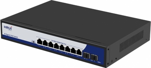 HRUI 8x10/100/1000(8x PoE+) + 2xSFP 90W 802.3af/at Switch