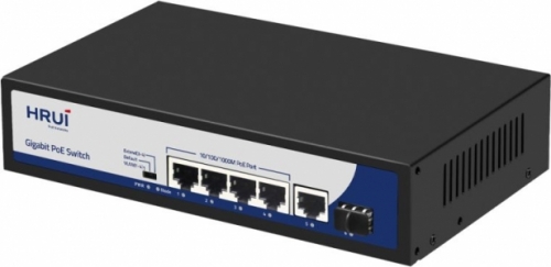 HRUI 4x10/100/1000(4x PoE+) + 1xGE+1xSFP 60W 802.3af/at Switch
