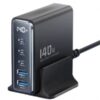 Toocki USB GaN QC/PD Charger 35-port, 140W 3x USB-C + 2x USB-A, Black