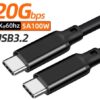USB 3.2 Gen 2 Cable USB-C to USB-C 2m 20Gbit/s, 5A/100W, QC 3.0