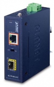 1000TX-SX SFP Converter PoE+ Industrial -40...+75C, 802.3at IP67
