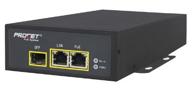 Procet Industrial PoE++ Injector 60W SFP -40...+65C, IP20, 100-240VAC