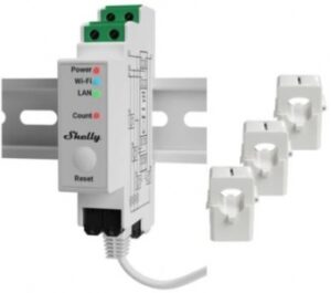 Shelly Pro-3EM 3-vaihe energiamittari 3x 120A LAN/ WiFi, DIN