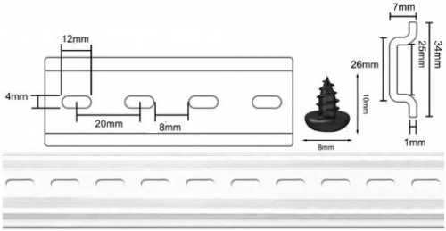 Din-Rail / Din kisko 20cm alumiinia